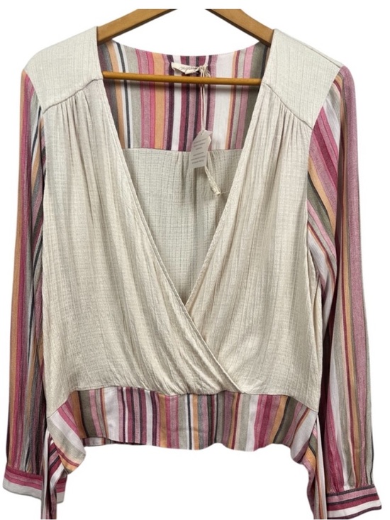 Tops - MYSTREE Boho Wrap Tie Front Blouse Gauze Peasant Top Cottagecore Large NWT